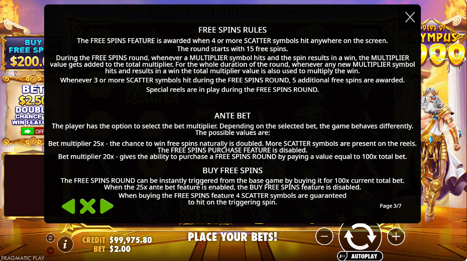 Gates of Olympus 1000 Scatter Symboles (free spins)